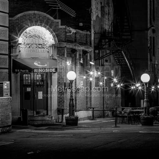 The Ringside Cafe at Night -- Columbus Black and White Photos