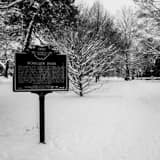 Square The Schiller Park Ohio Historical Marker in the Snow Framed Photos