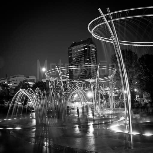 The New Scioto Mile Fountains -- Columbus Black and White Photos