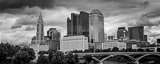 Panoramic Storm Clouds over the Downtown Columbus Skyline black and white Photography