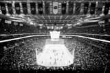 Horizontal Team Banners above the Ice in Nationwide Arena black and white Pictures