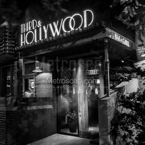 Third and Hollywood in Grandview at Night -- Columbus Black and White Photos
