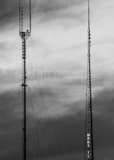 Vertical The WBNS-TV Towers off of 315 and 670 in Downtown Columbus black and white Photos