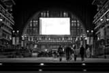 Horizontal American Airlines Center landscape black and white Photography