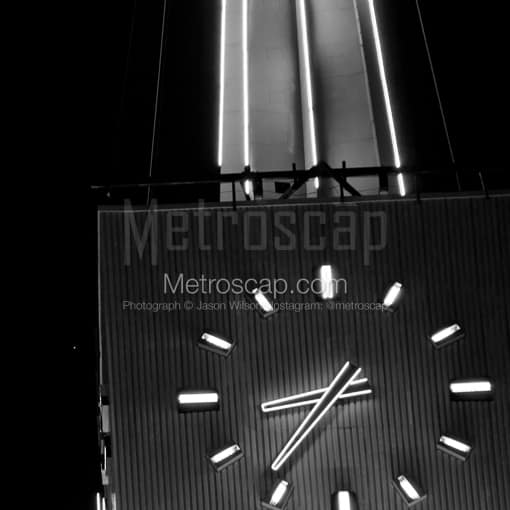 The Clock Face on the Merc -- Dallas Black and White Photography