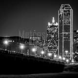 Square Commerce Street in Dallas Texas at Night Framed Photos