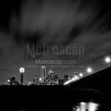 Square The Dallas Skyline from the Trinity Riverbed landscape black and white Photography