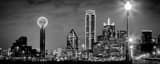 Panoramic The Dallas Texas Skyline at Night Framed Photos