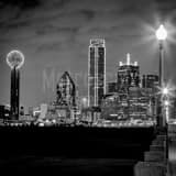 Square The Dallas Texas Skyline at Night Framed Photos