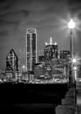 Vertical The Dallas Texas Skyline at Night Framed Photos