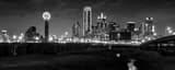 Panoramic The Dallas Skyline from the Trinity River Flood Plain landscape black and white Photography
