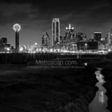 Square The Dallas Skyline from the Trinity River Flood Plain landscape black and white Photography