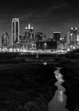 Vertical The Dallas Skyline from the Trinity River Flood Plain landscape black and white Photography
