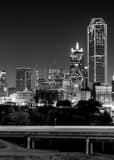 Vertical The Downtown Dallas Skyline Overlooking the Stemmons Expressway Framed Photos