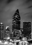 Vertical Fountain Place and Lincoln Plaza landscape black and white Photography
