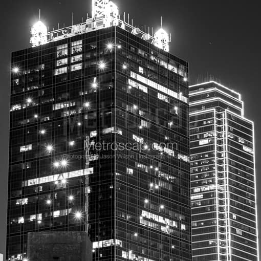 The Renaissance Building at Night -- Dallas Black and White Photography