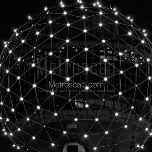 The Icosahedron Top of Reunion Tower -- Dallas Black and White Photography