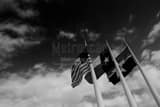 Horizontal Huge American Texas and Dallas Flags at Dallas City Hall Framed Photos
