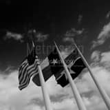 Square Huge American Texas and Dallas Flags at Dallas City Hall Framed Photos