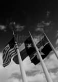 Vertical Huge American Texas and Dallas Flags at Dallas City Hall Framed Photos