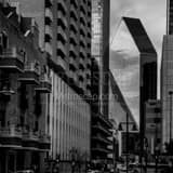 Square The Wells Fargo Prism Building landscape black and white Photography
