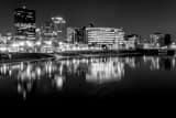 Horizontal Downtown Dayton Skyline from Riverside Drive landscape black and white Photography