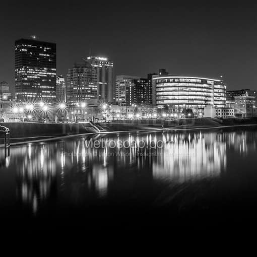 Downtown Dayton Skyline from Riverside Drive -- Dayton Black and White Photos