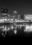 Vertical Downtown Dayton Skyline from Riverside Drive landscape black and white Photography