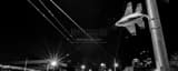 Panoramic A Fighter Jet Street Lamp in Downtown Dayton black and white Photos