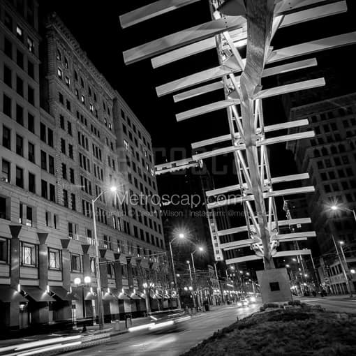 The Flyover Sculpture in Downtown Dayton -- Dayton Black and White Photos