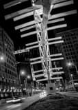 Vertical The Flyover Sculpture in Downtown Dayton black and white Photos