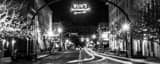 Panoramic Historic Buns Restaurant in Downtown Delaware Ohio black and white Photography