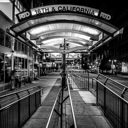 The 16th and California RTD Station -- Denver Black and White Photography