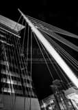 Vertical The 16th Street Pedestrian Bridge over the Platt River landscape black and white Photography