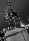 Vertical The Bronco Buster Statue in Downtown Denver landscape black and white Photography