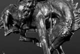 Horizontal The Bucking Bronco Statue in Denver landscape black and white Photography