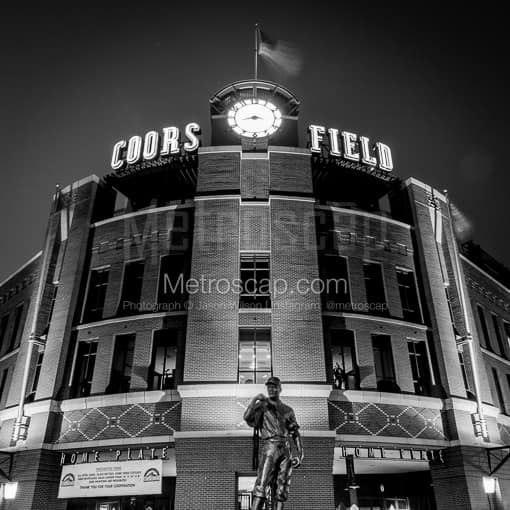 Coors Field at Night -- Denver Black and White Photography