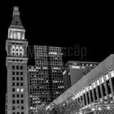 Square The Daniels and Fisher Building from 16th landscape black and white Photography