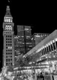 Vertical The Daniels and Fisher Building from 16th landscape black and white Photography