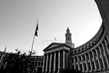 Horizontal The Denver City and County Building landscape black and white Photography