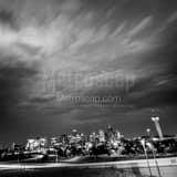 Square Clouds Sweep over the Denver Skyline landscape black and white Photography