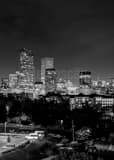 Vertical The Denver Skyline from Downing and 20th landscape black and white Photography