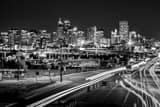 Horizontal The Denver Skyline at Night above Colfax Avenue Framed Photos