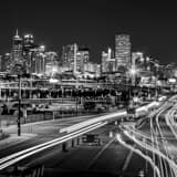 Square The Denver Skyline at Night above Colfax Avenue Framed Photos