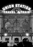 Vertical Denver Union Station landscape black and white Photography