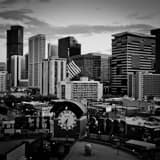 Square Downtown Denver from Coors Field landscape black and white Photography