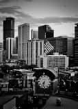 Vertical Downtown Denver from Coors Field landscape black and white Photography