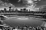 Horizontal Coors Field and Downtown Denver from the Center Field Bleachers at Coors Field landscape black and white Photography