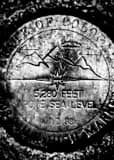 Vertical The Mile High Marker on the Capitol Steps landscape black and white Photography