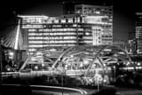 Horizontal The Speer Boulevard Bridge over the Platt River landscape black and white Photography